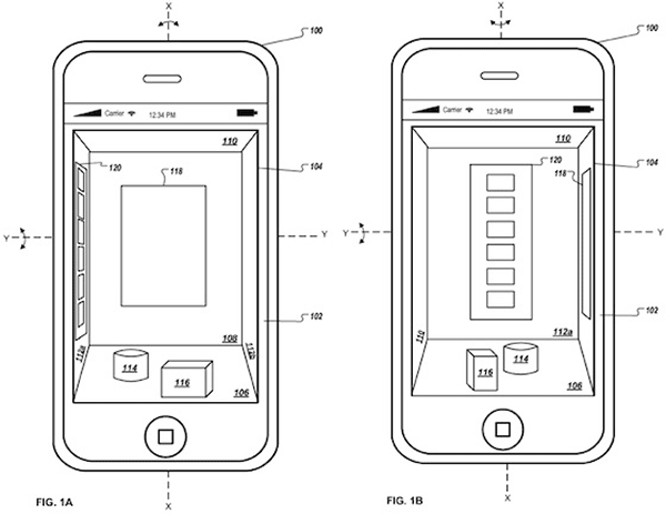 Apple:モーションセンサーによるiPhoneへの3Dユーザインタフェース搭載に関する特許
