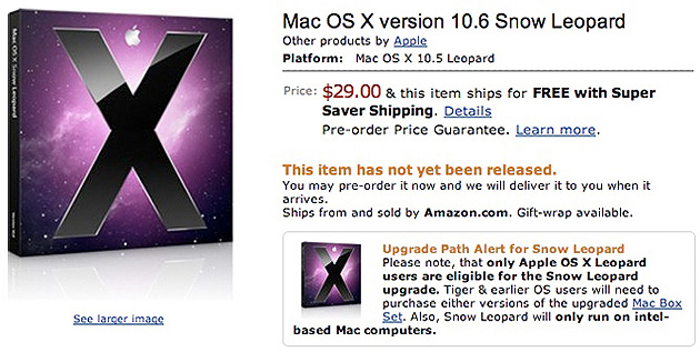 Mac OS X 10.6 Snow Leopard - Amazon予約受付開始