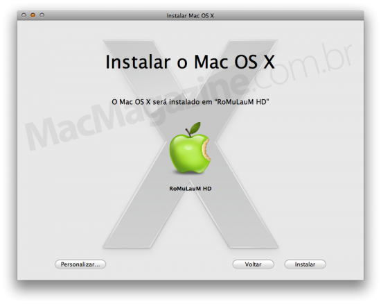 Mac OS X Snow Leopard インストール画面